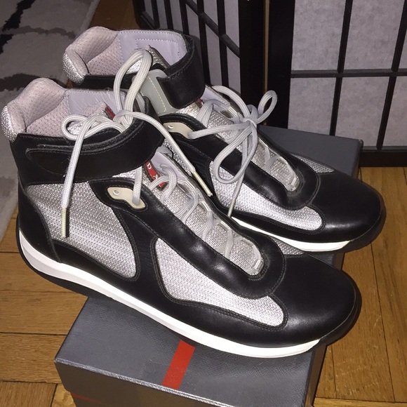 Mens prada American cup classic high tops sneakers - Picture 6 of 8
